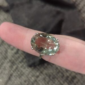 NEW Sigal Sterling silver oval Green amethyst gem ring size 7